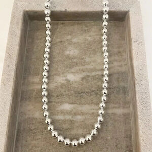 925 Sterling Silver Bead Necklace 8 MM Bead Necklace Ball Statement Necklace